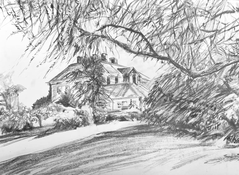 Dumfries House through the trees study 1