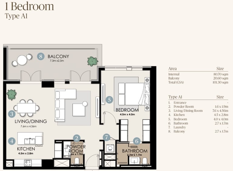 nawayef park views 1 bedroom plan