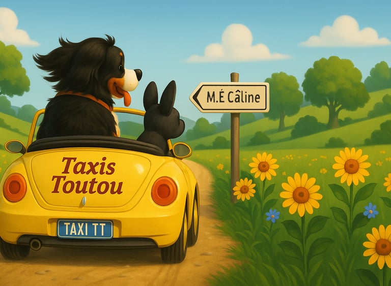 Prestation : Taxis toutou, Mascottes Shadow et Ulya de M. É câline salon de toilettage 