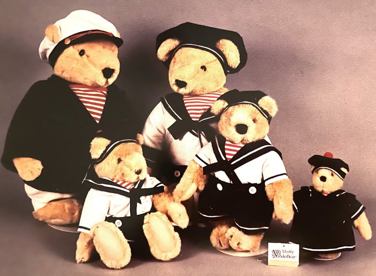 Muffy VanderBear Family teddy bears dressed in nautical outfits from CRUISEWEAR COLLECTION