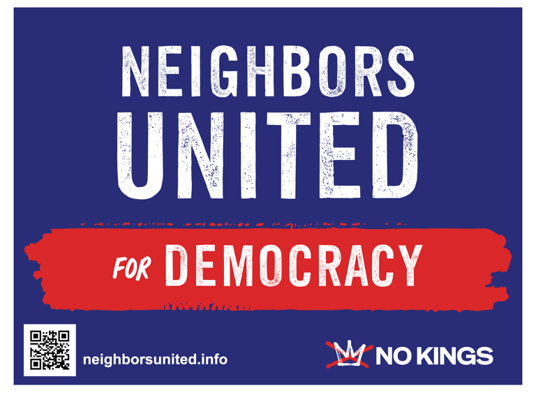 Neighbors United yard sign - png version