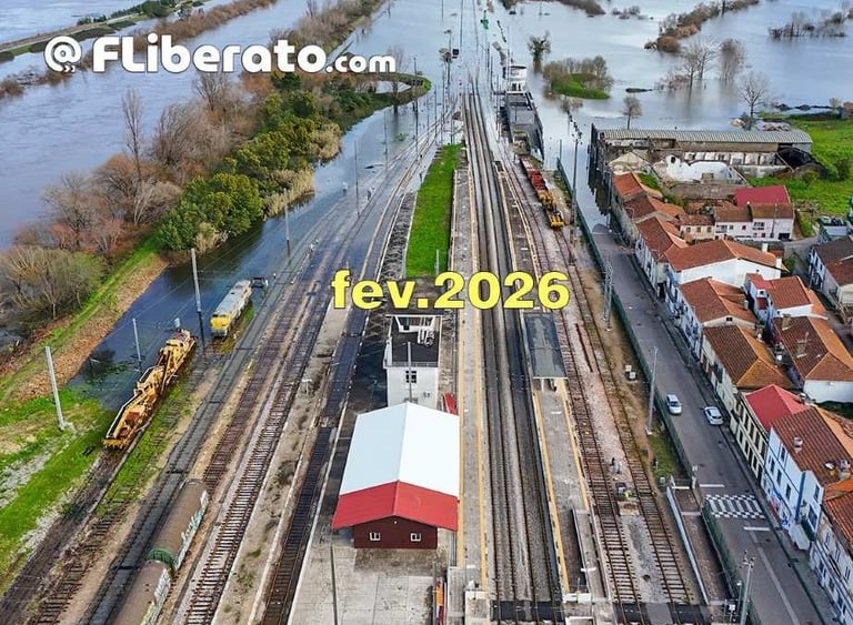 Inundações Granja do Ulmeiro Alfarelos Linha do Norte 2026