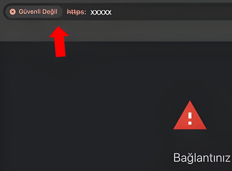 üzerinde güvenli değil ibaresi bulunan bir bilgisayar ekranı