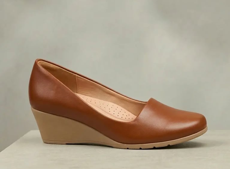 Zapato de cuña de cuero color magnolia para mujer, calzado artesanal