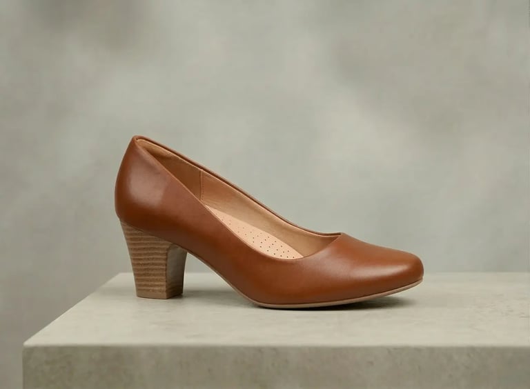Zapato de tacón de cuero color miel para mujer, diseño elegante