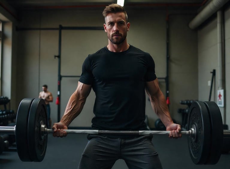 a man lifting weights in a gym