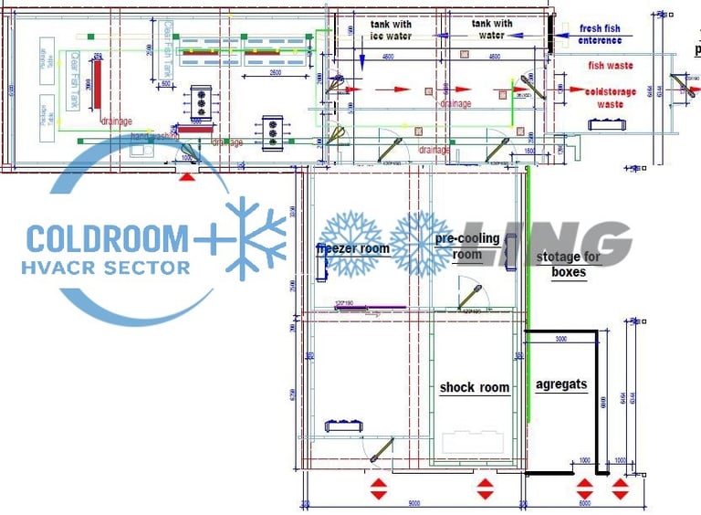 a Cold Room plan with Freezer Room and Shock Room