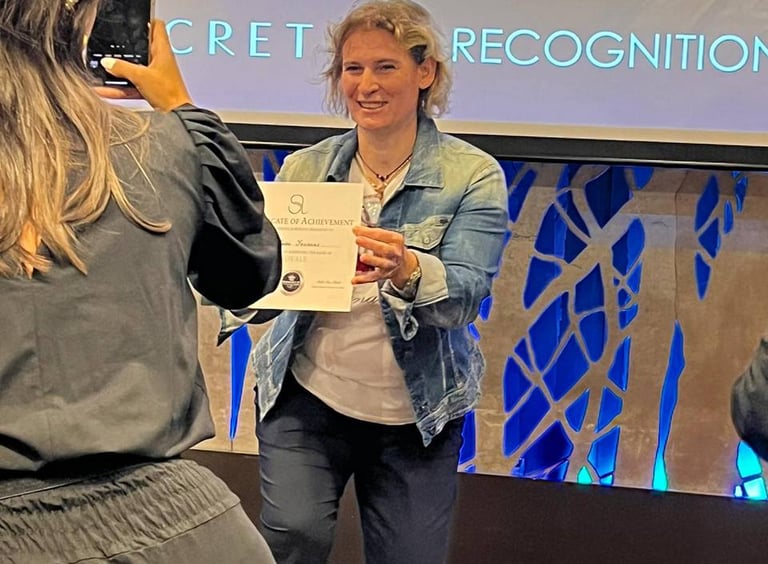 Barbara Ferraris mentre viene premiata