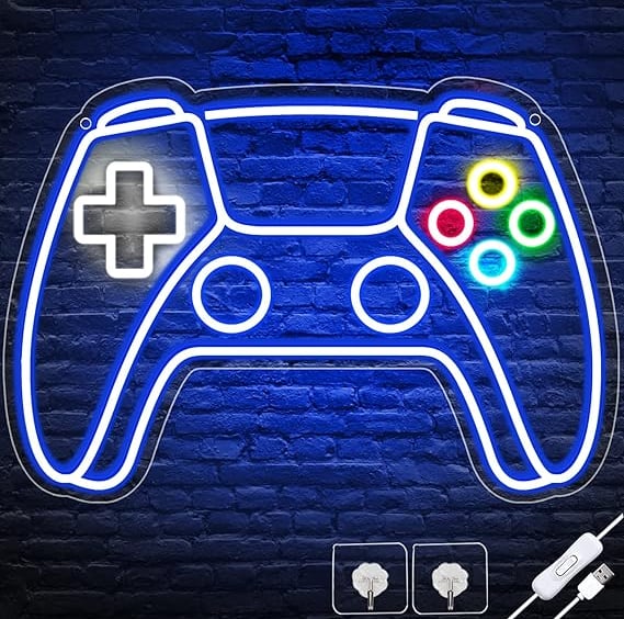 a neon - lit neon - lit video game controller controller