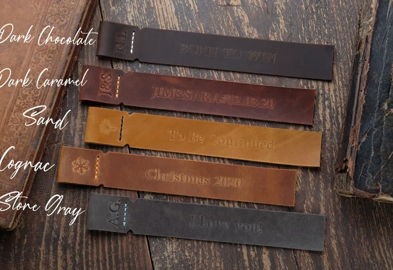 a book with a bookmarked leather strap