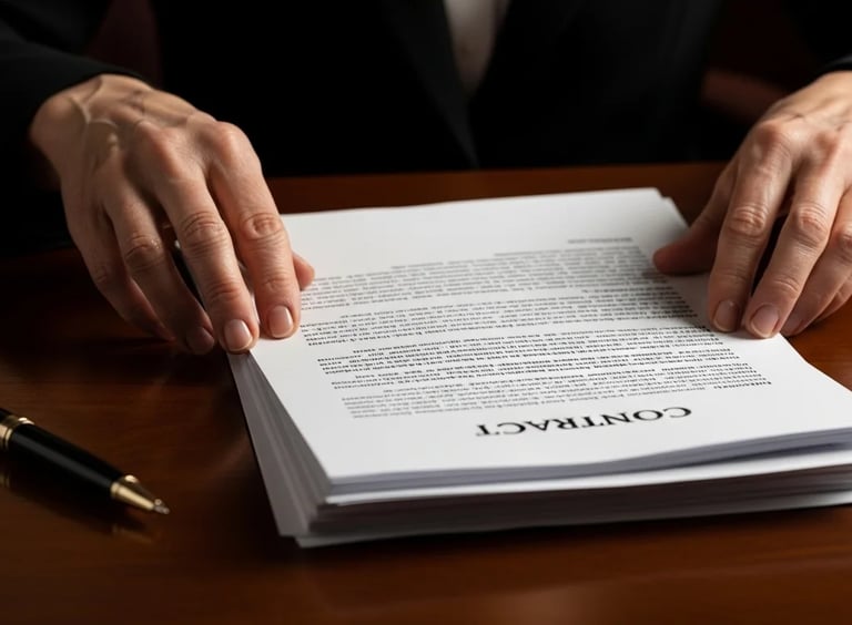 Profissinal juridico analisando possiveis erros contratuais