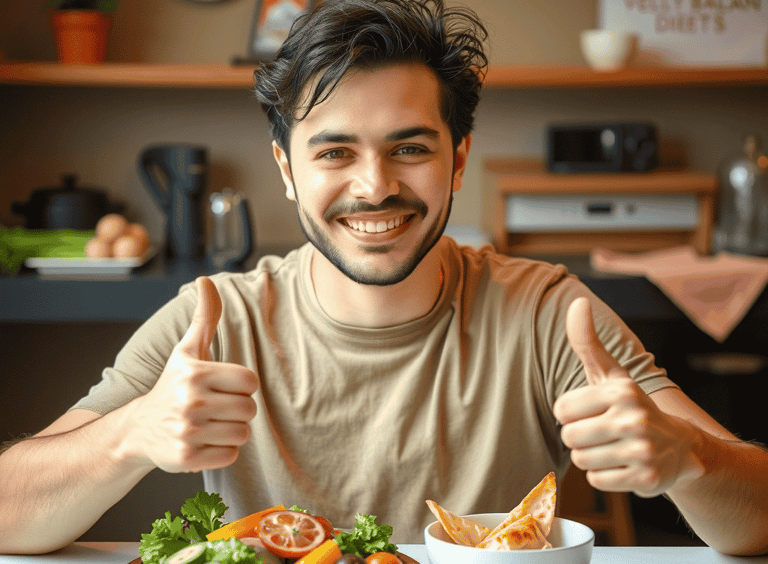 Man eating healthy food