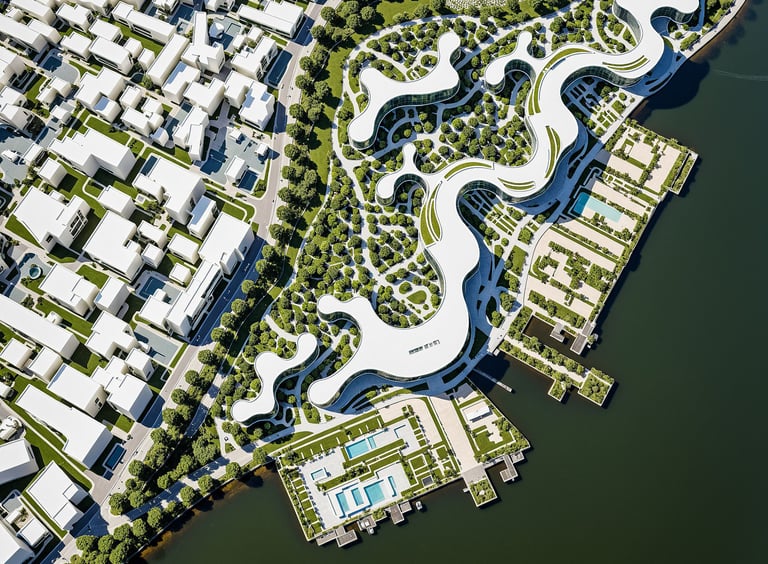 Waterfront urban masterplan architecture project integrating landscape and public space in Hangzhou