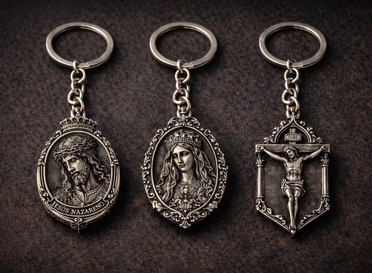 llaveros de cofradia realizados en zamac 