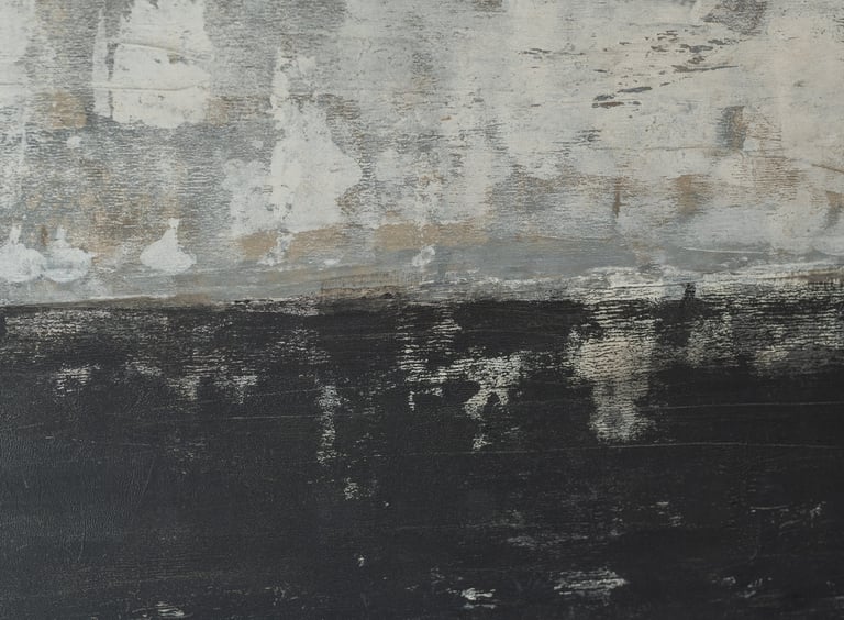 Minimalist abstract canvas wall art featuring textured gray and black paint strokes.