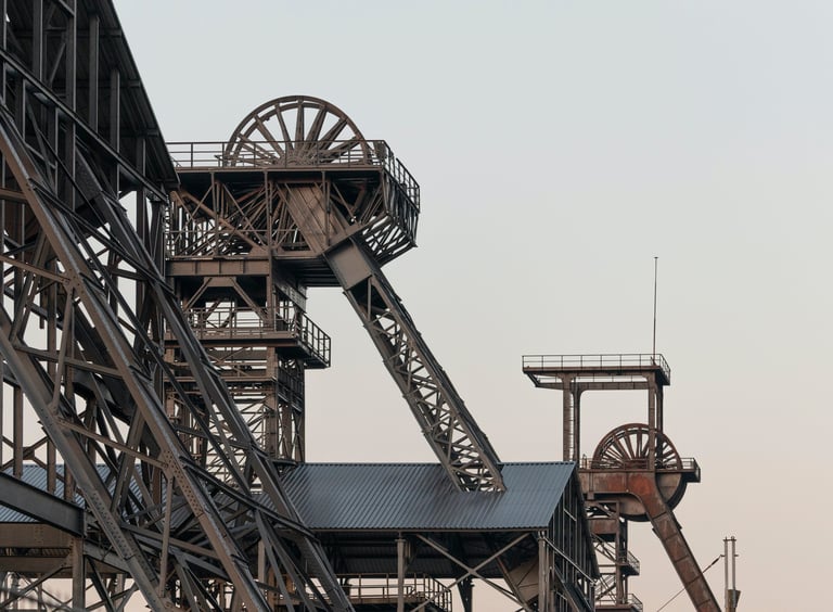 a large industrial steel structure with a large metal structure