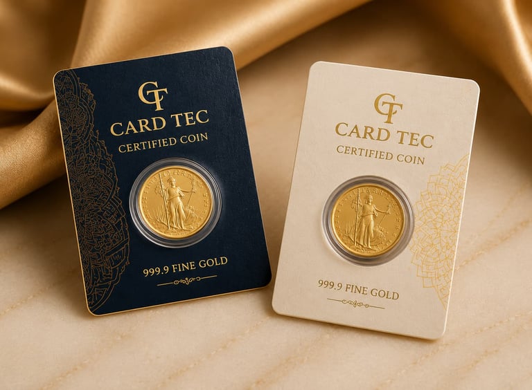 Premium coin cards for gold and silver coins by Card Tec