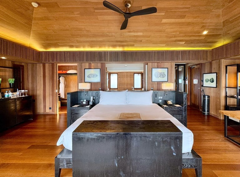 Conrad Resort Bora Bora overwater villa bedroom