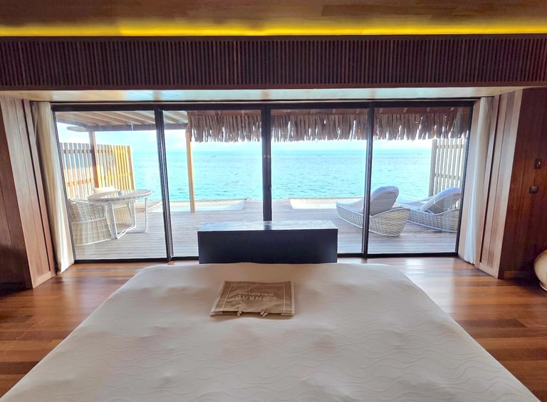 Conrad Resort Bora Bora overwater villa bedroom