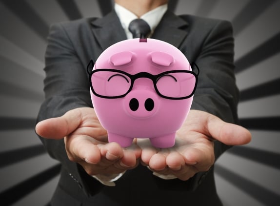 two hands showing money box