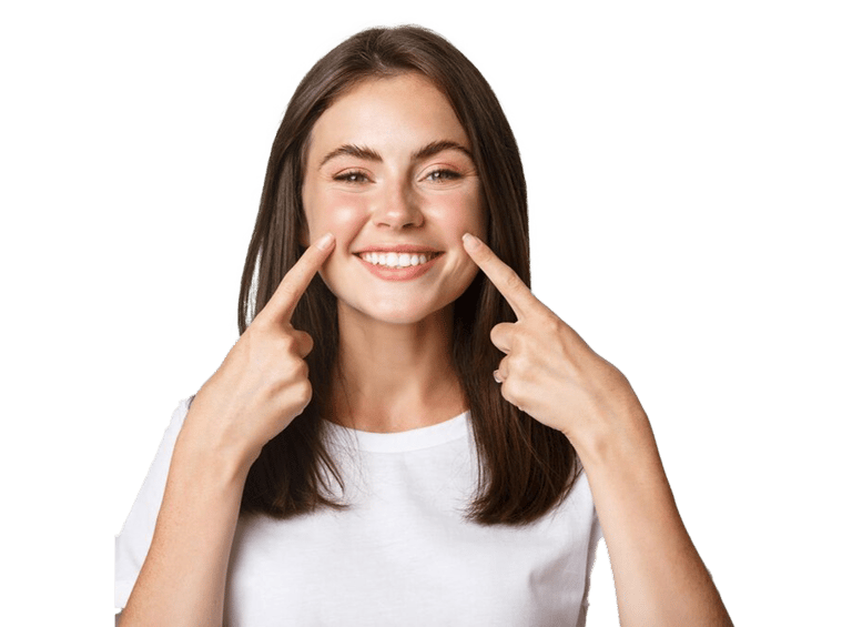 woman wearing white teeth whitening