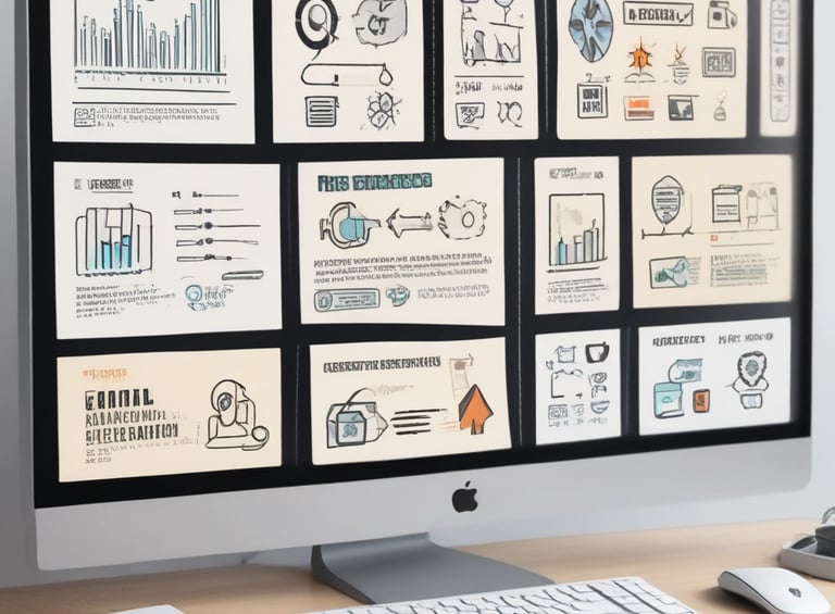 Two people are interacting with a laptop on a white standing desk. The laptop screen displays a webpage related to social wall solutions for hashtag campaigns. The setting appears to be a modern office with several chairs, tables, and a large plant in the background. One person is wearing a colorful floral top and the other is in a dark t-shirt.