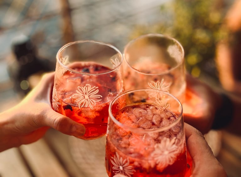Vasos estampados con flores