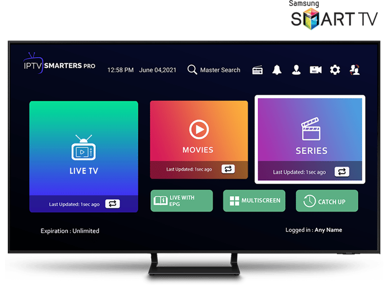 Android TV showing Mom IPTV VOD movies and multi-device support