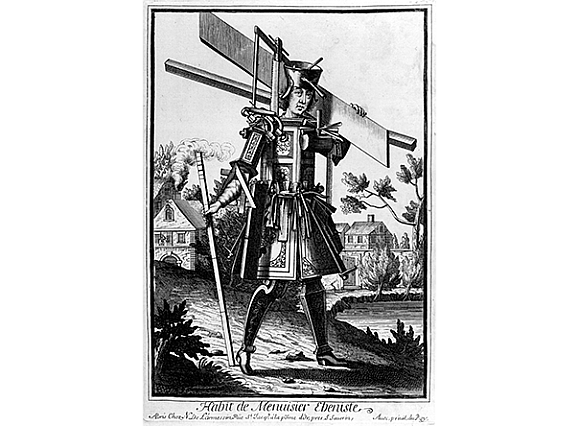 « Habit de Menuisier Ébéniste », gravure de Nicolas de Larmessin, fin XVIIᵉ siècle.
