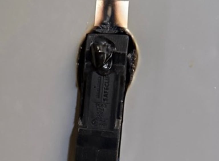 emergency electrician detected melted old fuse in the switchboard