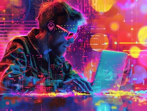 imagem futurista da inteligência artificial em um desenho feito pela I.A