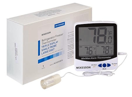 Refrigerator/Freezer Thermometer with Triple Display, Single Probe