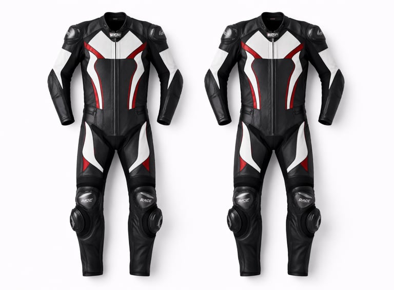 Professional leather motorcycle riding suit with protective padding