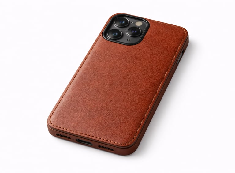 Leather phone case with slim fit and protective back cover