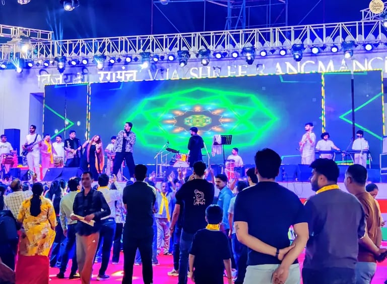 A live stage performance at Vijayshree Rangmanch during Kota Dussehra Mela.