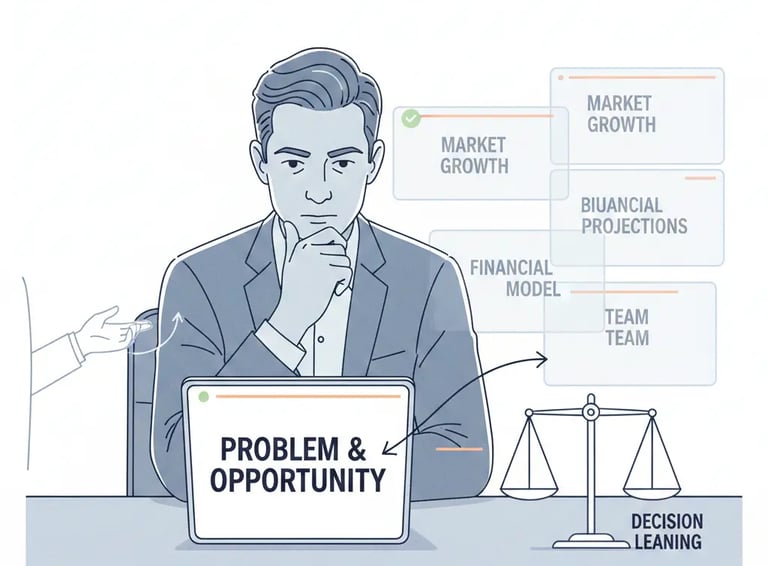 Visualization showing investors forming early impressions during the first half of a startup pitch.