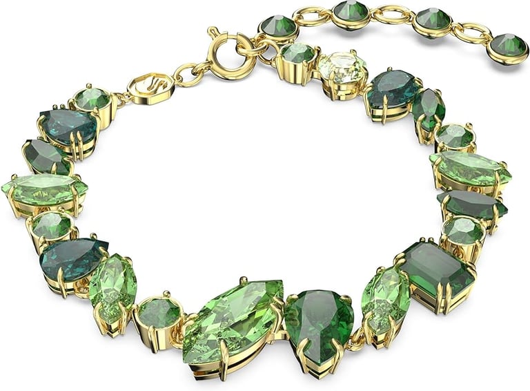 Emerald Green Bracelet. Vivid Glass Crystals in Mixed Cut. Swarovski Gema Crystal Collection