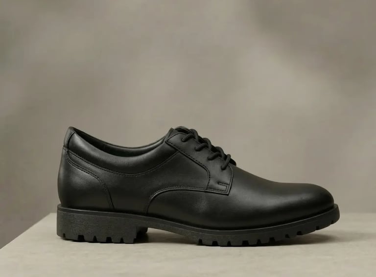 Zapato oxford de cuero negro con detalle perforado para hombre, calzado formal