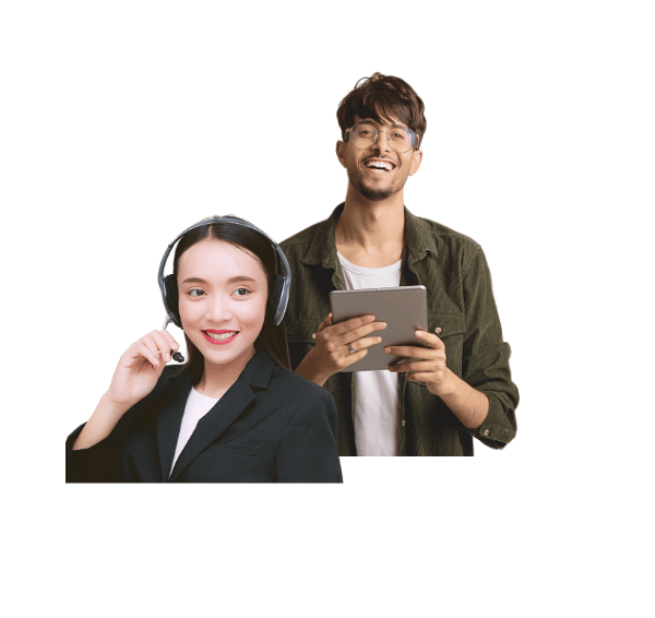 woman and a man virtual assistants