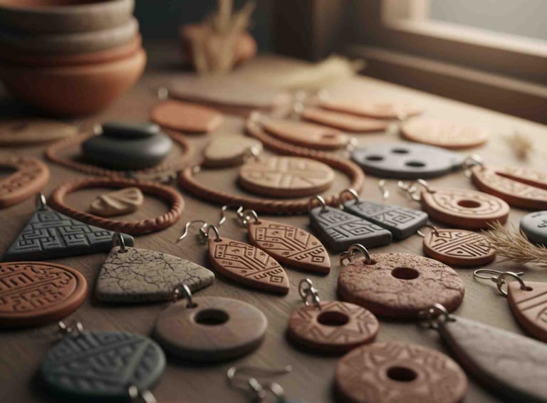 Aretes de cerámica en frío que representa la cultura de Perú.