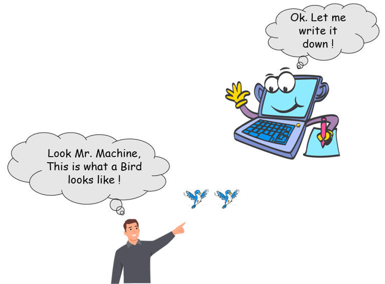 A Human teaching Machine how to Learn.