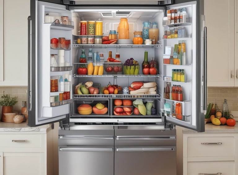 Close-up of a technician checking a refrigerator’s temperature settings.
