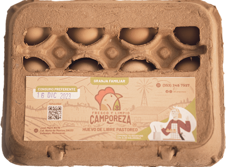 a carton of eggshells with a card attached to it