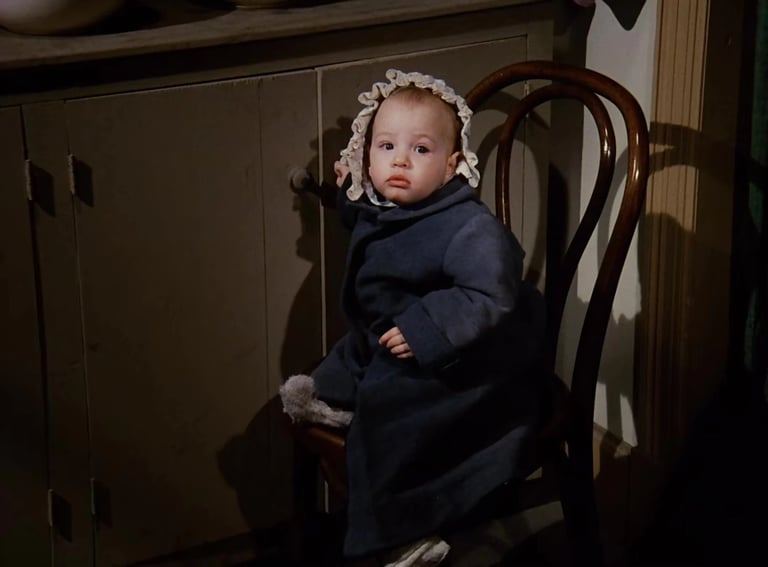 Jennifer (Donati) and Sarah Coleman as Baby Rose Wilder in Little House on the Prairie