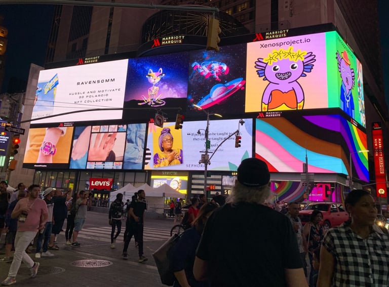 Hawa Cat on Times Square Billboard. COntemporary digital art eve hennessa