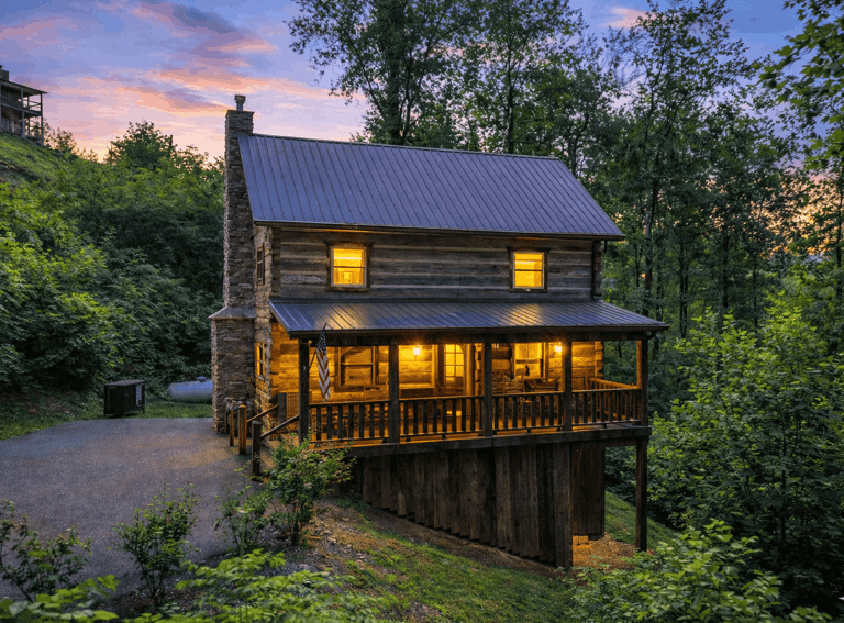 3BR/3BA authentic hand-hewn 1800s log cabin, Gatlinburg TN