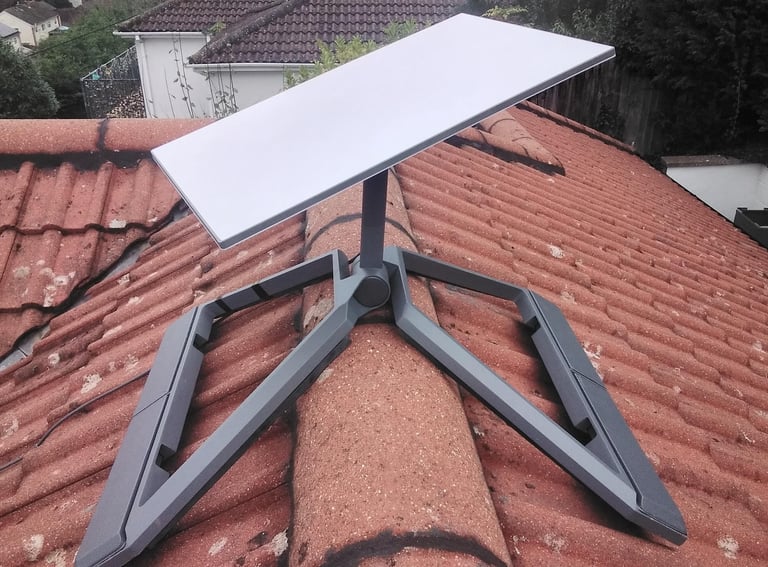 Roof-mounted Starlink internet installation in Portishead
