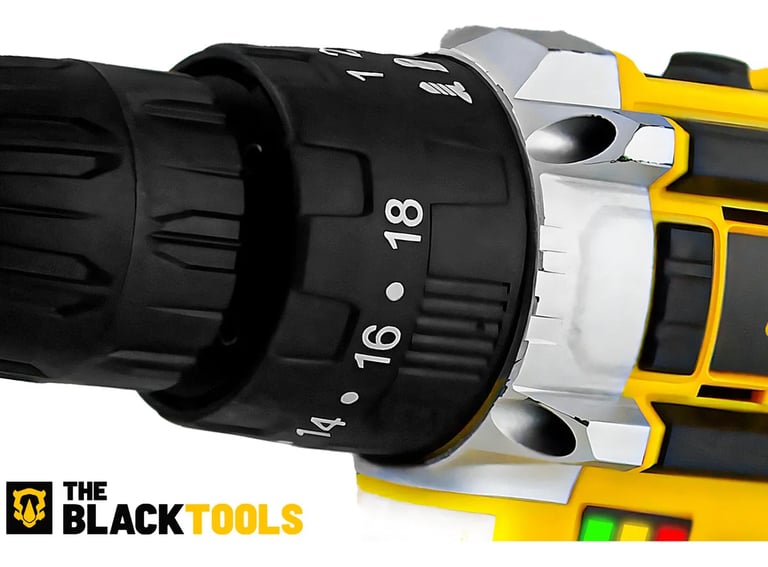 a drillet with a black and yellow tool