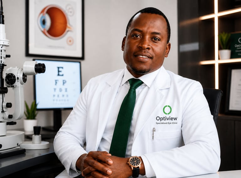 Experienced ophthalmologist at Optiview Specialised Eye Clinic providing expert eye care in Dodoma