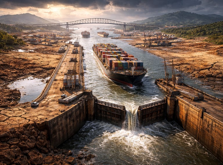 Canal de Panamá en sequera